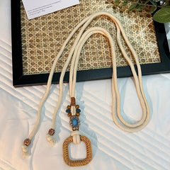 Bohemian Beaded Rope Belt Vintage Lace Up Waistband