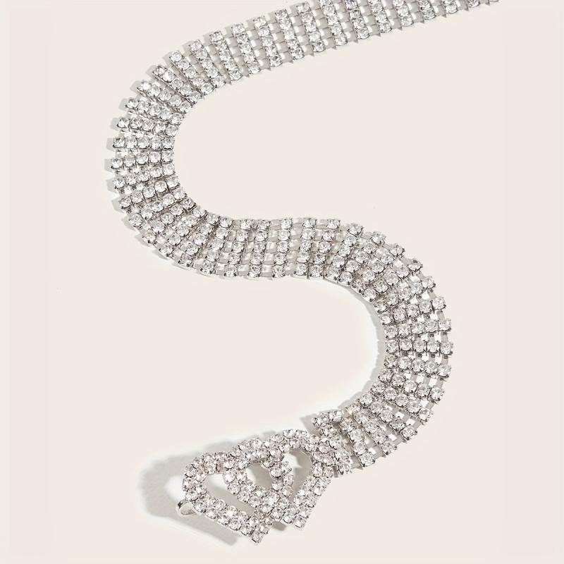 Double Heart Buckle Belt Y2K Rhinestone Tassel Waistband Girdle