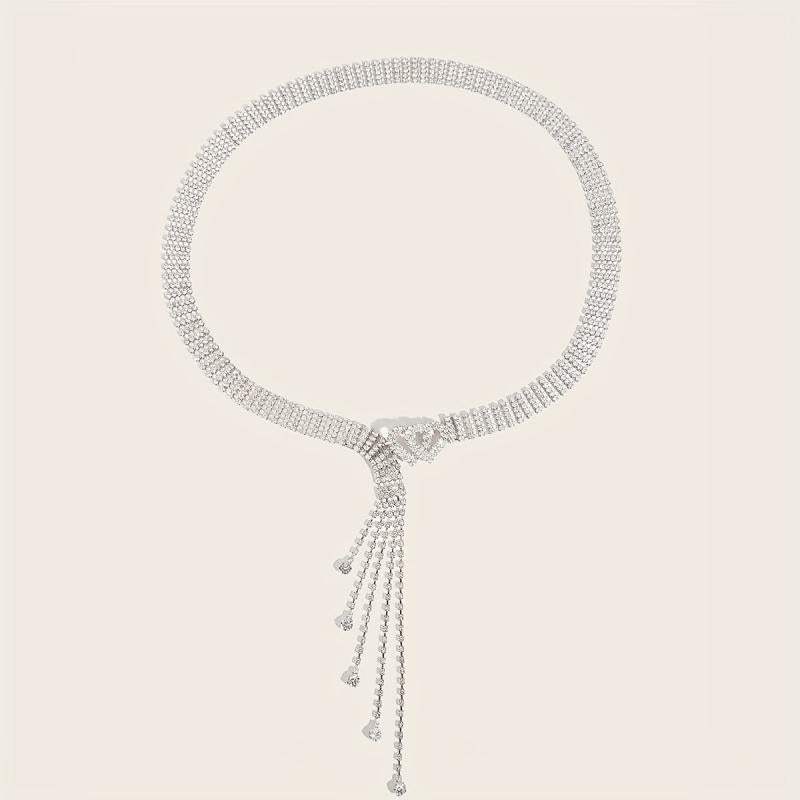Double Heart Buckle Belt Y2K Rhinestone Tassel Waistband Girdle