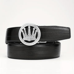 Men's Rhinestone Crown Auto Buckle PU Leather Belt