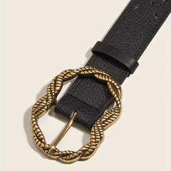 Irregular Hollow Buckle Wide Belt Geometric PU Waistband for Party Prom