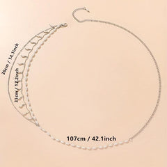 Faux Pearl Layered Waist Chain Pendant Tassel Metal Belt Dress Girdle