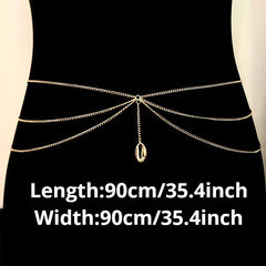 Shell Tassel Boho Waist Chain Three Layer Metal Belly Chain