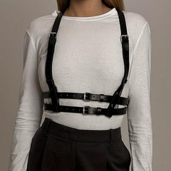 Punk PU Leather Waist Belt Women Goth Suspenders Music Dance Club