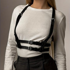 Punk PU Leather Waist Belt Women Goth Suspenders Music Dance Club