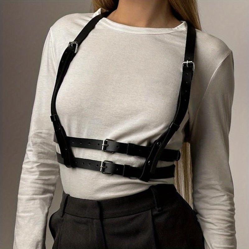 Punk PU Leather Waist Belt Women Goth Suspenders Music Dance Club