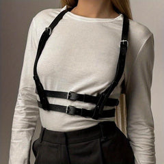 Punk PU Leather Waist Belt Women Goth Suspenders Music Dance Club