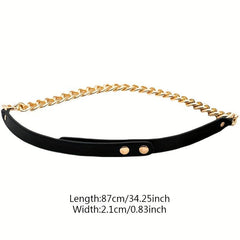 PU Leather Stitching Chain Belt Thin Belt For Women