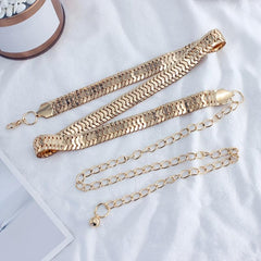 Women's Metal Waist Chain Decoration Dress Long Skirt Top Waist Slimming Belt