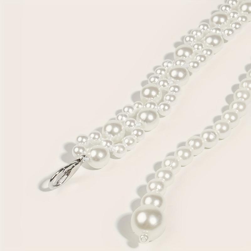Faux Pearl Waist Chain Pendant Elastic Chain Belt Dress Girdle