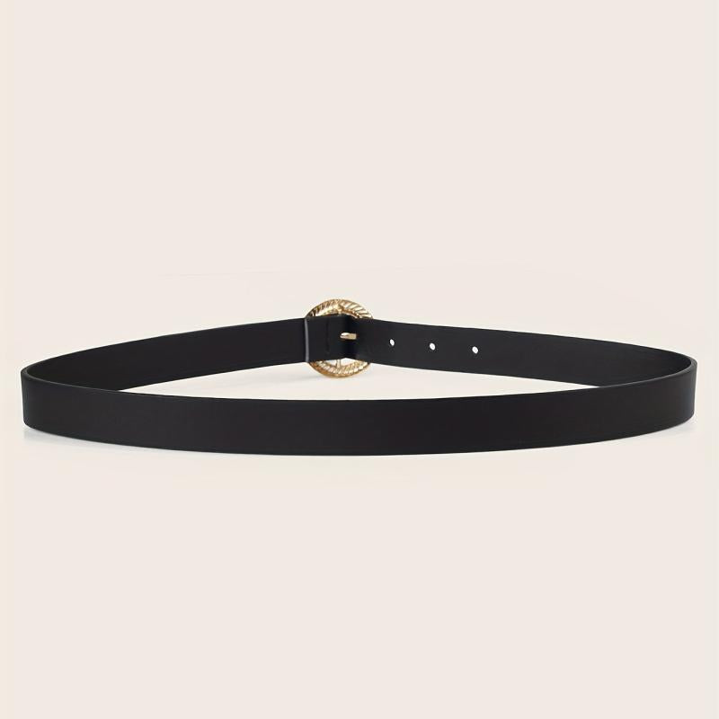 PU Thin Belt Geometric Twist Metal Buckle Waistband Women Jeans Pants Belt