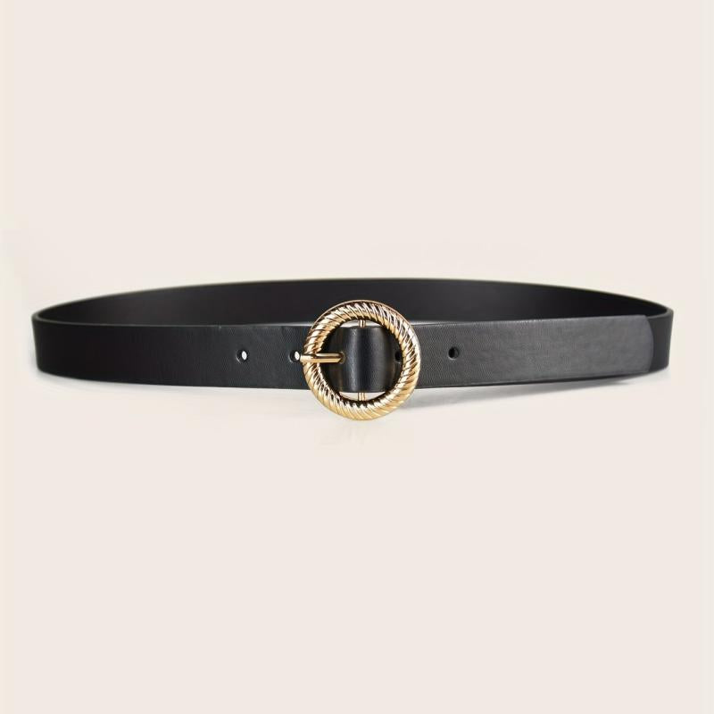 PU Thin Belt Geometric Twist Metal Buckle Waistband Women Jeans Pants Belt