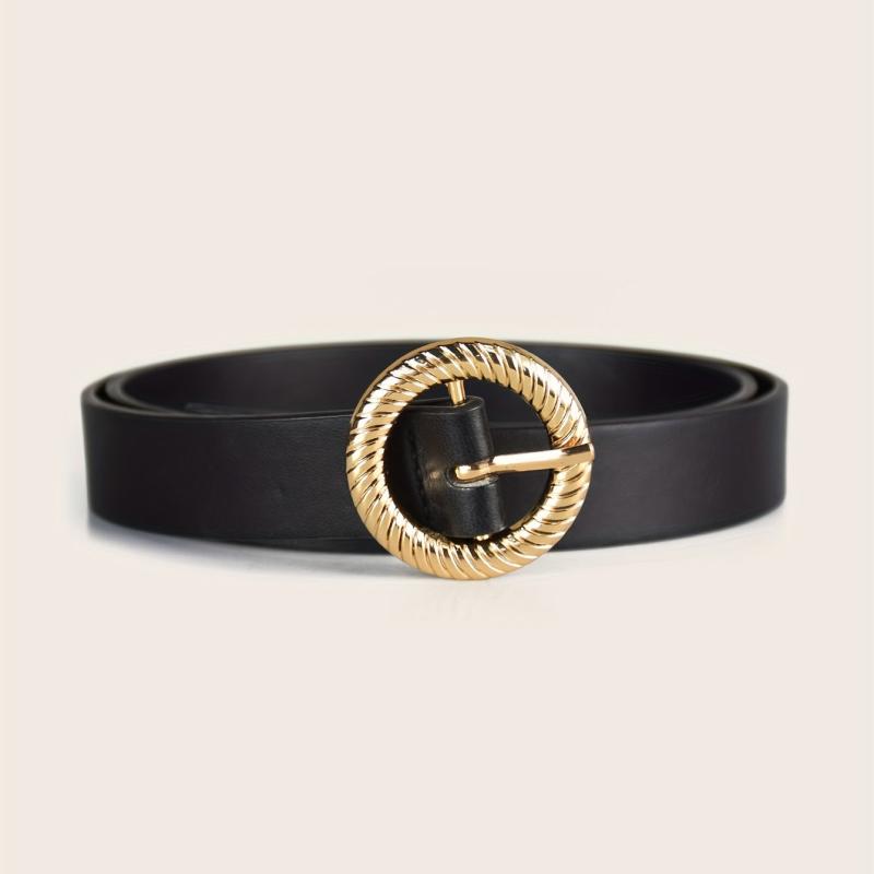 PU Thin Belt Geometric Twist Metal Buckle Waistband Women Jeans Pants Belt