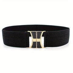 Geometric Buckle Girdle Elastic Wide Waistband for Women