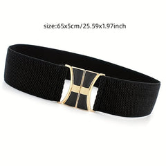Geometric Buckle Girdle Elastic Wide Waistband for Women