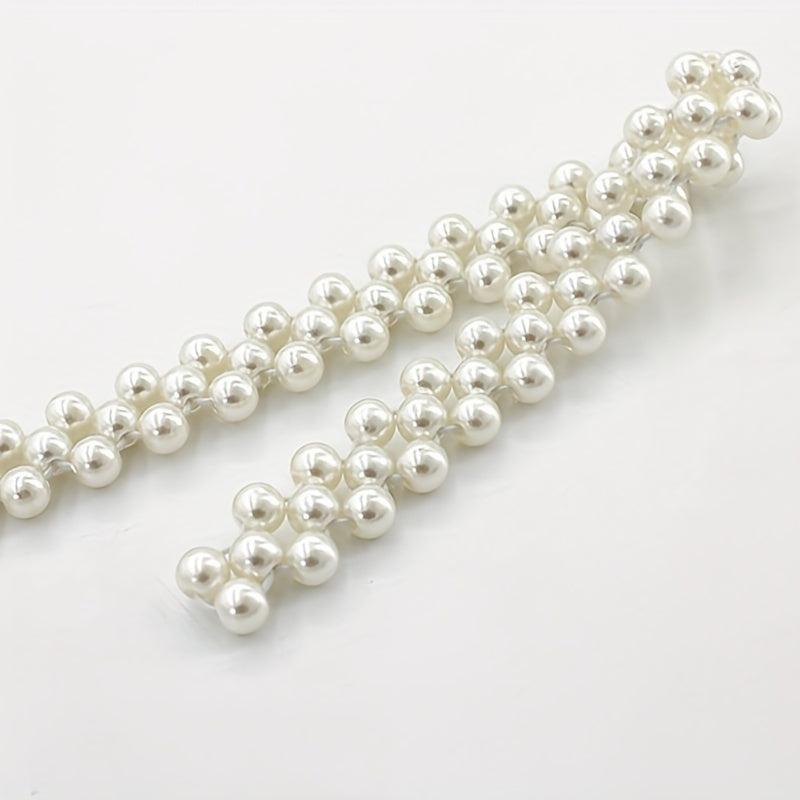 Butterfly Waist Chain Bowknot Faux Pearl Belt Elastic Women's Waist Chain