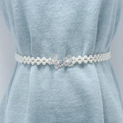 Butterfly Waist Chain Bowknot Faux Pearl Belt Elastic Women's Waist Chain