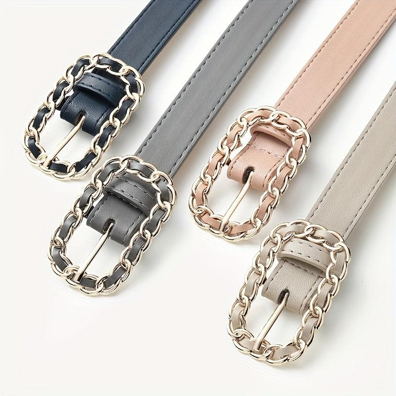 Metal Ring Braided Buckle Belt Vintage Solid Jeans Belts