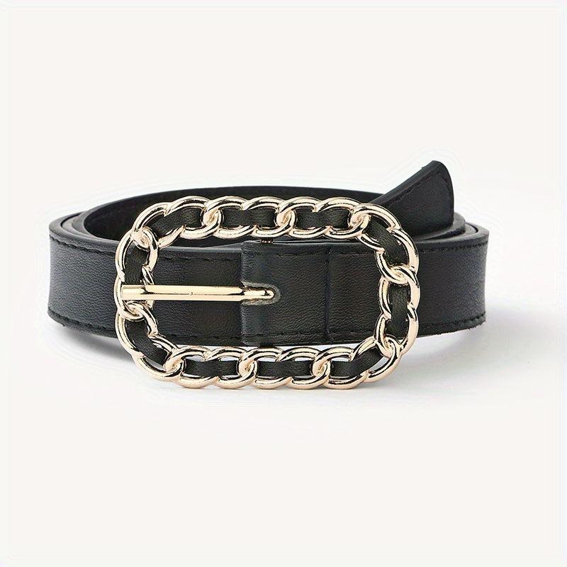 Metal Ring Braided Buckle Belt Vintage Solid Jeans Belts