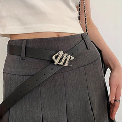 Stylish M Buckle PU Belt Casual Jeans Pants Skirt Belt Women