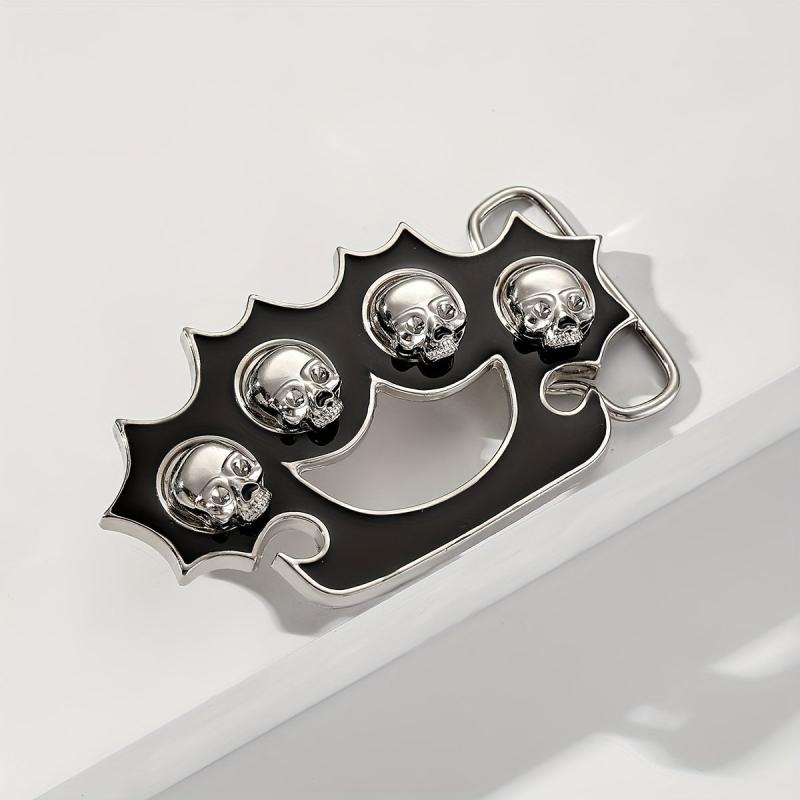 Skull Head Belt Buckle Vintage Hollow Out Western Cowboy Halloween Accessor