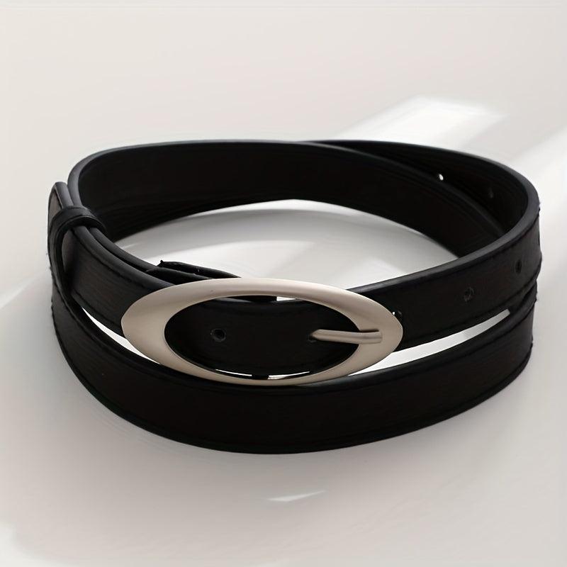 Stylish Oval Buckle Thin Belt Casual Jeans Pants Belt