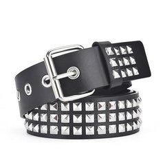 Metal Square Pin Buckle Belt Hip Hop Rivet Wide Waist Belts Punk PU Leather Pant