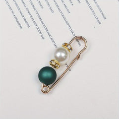 Faux Pearl Brooch Pins Rhinestone Cardigan Brooch Beads Buckle Pin