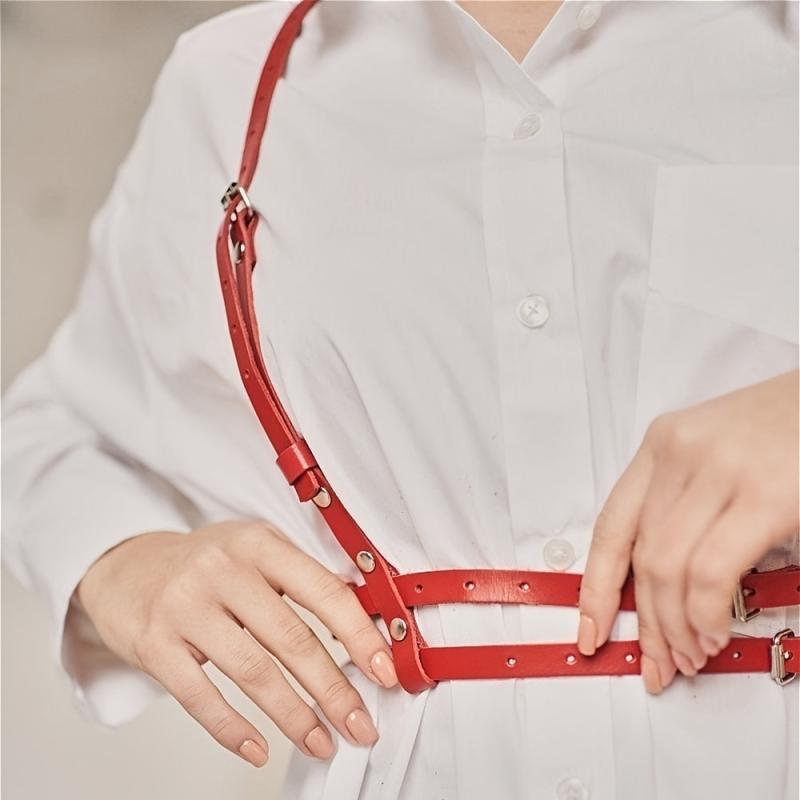 PU Leather Harness Belt for Women Gothic Body Belt