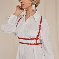 PU Leather Harness Belt for Women Gothic Body Belt