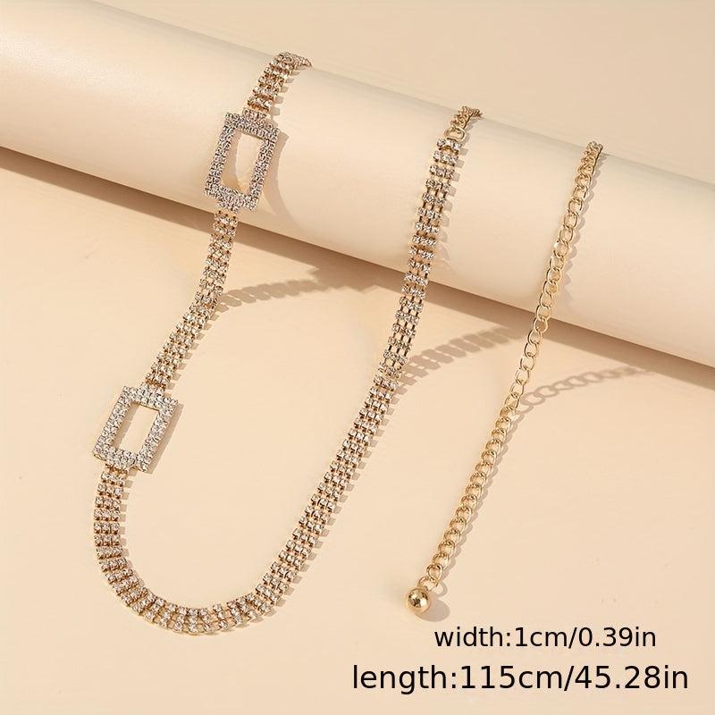 Rhinestone Waist Chain Stylish Tassel Belly Chain