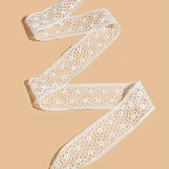 Lace Sash Belt Faux Pearl Pendant Bowknot Waistband Decorative Girdle