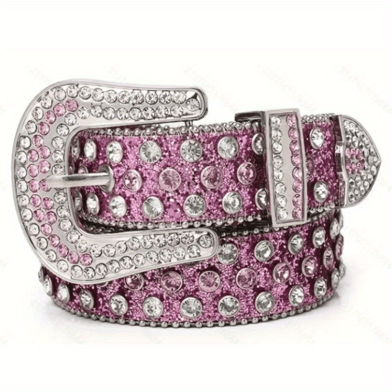 Sparkling Rhinestone Hip Hop PU Leather Cowgirl Belt