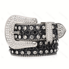 Sparkling Rhinestone Hip Hop PU Leather Cowgirl Belt