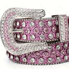 Sparkling Rhinestone Hip Hop PU Leather Cowgirl Belt