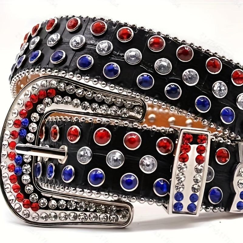 Sparkling Rhinestone Hip Hop PU Leather Cowgirl Belt