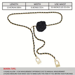 Flower Decor Waist Chain & Braided Metal Dress Girdle For Women