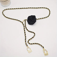 Flower Decor Waist Chain & Braided Metal Dress Girdle For Women