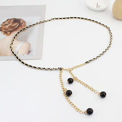 Faux Pearl Waist Chain Dress Accessories Metal Belt