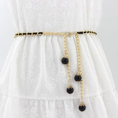 Faux Pearl Waist Chain Dress Accessories Metal Belt