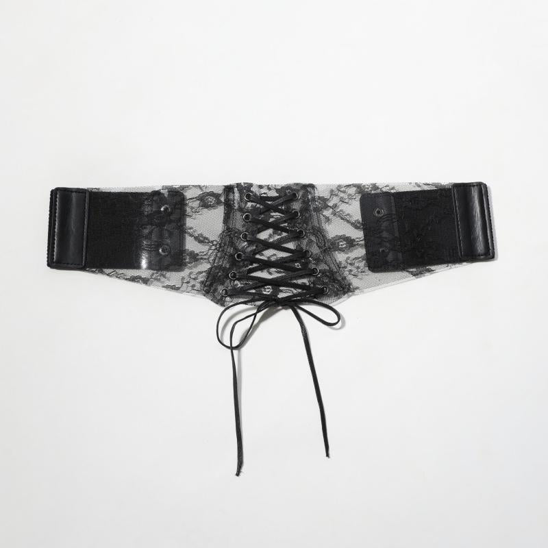 Transparent Lace Corset Belt Bowknot Floral Waistband Cinch Waspie Belts