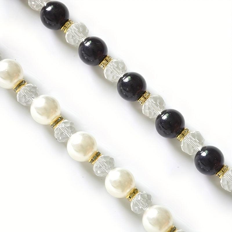 Faux Pearl Braided Belt Crystal Tassel Metal Waistband Decorative Dress Girdle
