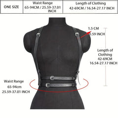 Punk PU Leather Harness Belt Double Layer Pin Buckle Waistband Corset Suspenders