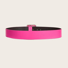 Wide Pink PU Leather Belt Square Buckle Y2K Women's Coat Dress
