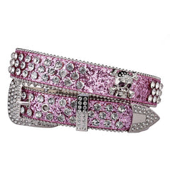 Skull Rhinestone Studded Belt For Women Girls