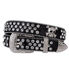 Skull Rhinestone Studded Belt For Women Girls