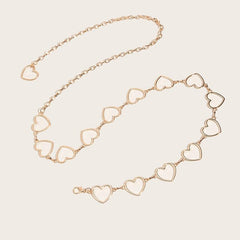 Metal Heart Waist Chain Belts for Women Adjustable Body Waistband