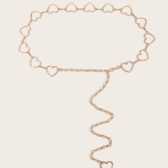 Metal Heart Waist Chain Belts for Women Adjustable Body Waistband