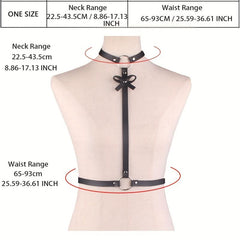 Bowknot PU Leather Chest Harness Gothic Waist Belt Y2K Outfit Dress Accessory