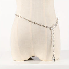 Punk Metal Waist Chain Hip Hop Hollow Belly Chain Lock Pendant